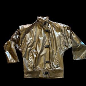 80’s Avon Fashions Gold Plastic Jacket with Buckle Closures